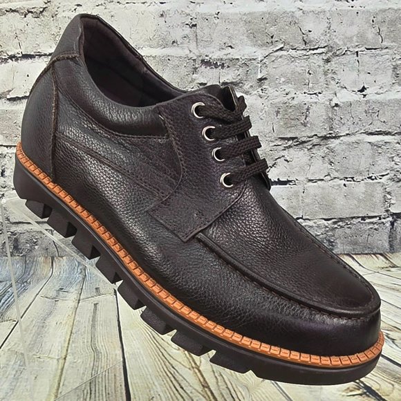 CALTO Men's 8 Shoes 3 Inch Elevator Height Increase Brown Leather Lace Up G63811